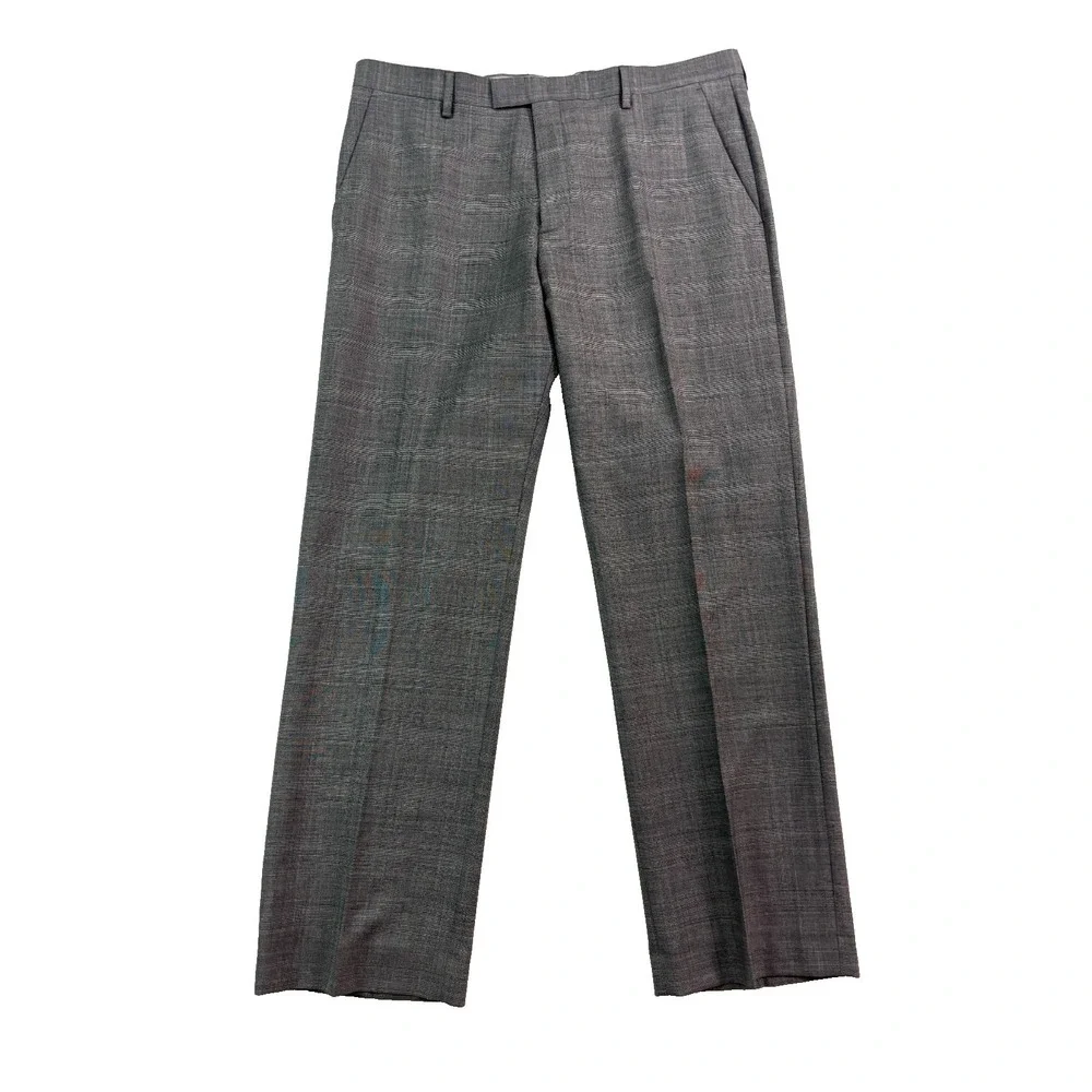 NEW Banana Republic 38x32 Gray Plaid Dress Suit Pants Tailored Slim Fit Wool